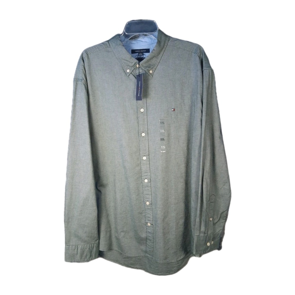 NWT Tommy Hilfiger Gray Dress Shirt Men's Size XXL‎ Stretch Regular Fit  $74.50